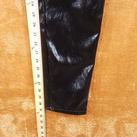 I AM GIA Womens Pants XS Black Slim Leg Faux Leather Skinny Zip Up Trouser Shiny - Picture 6 of 8